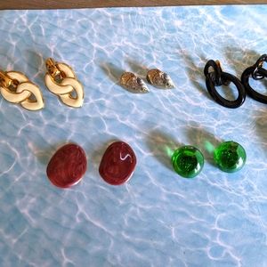 Five (5) Pairs of Vintage Clip Earrings & Neon Coinpurse
